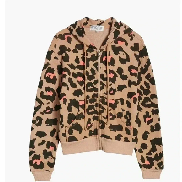 Wild Fox “Preppy Kitty Leopard” Print Everyday Hooded Sweatshirt Size Large NWT! - Picture 2 of 15